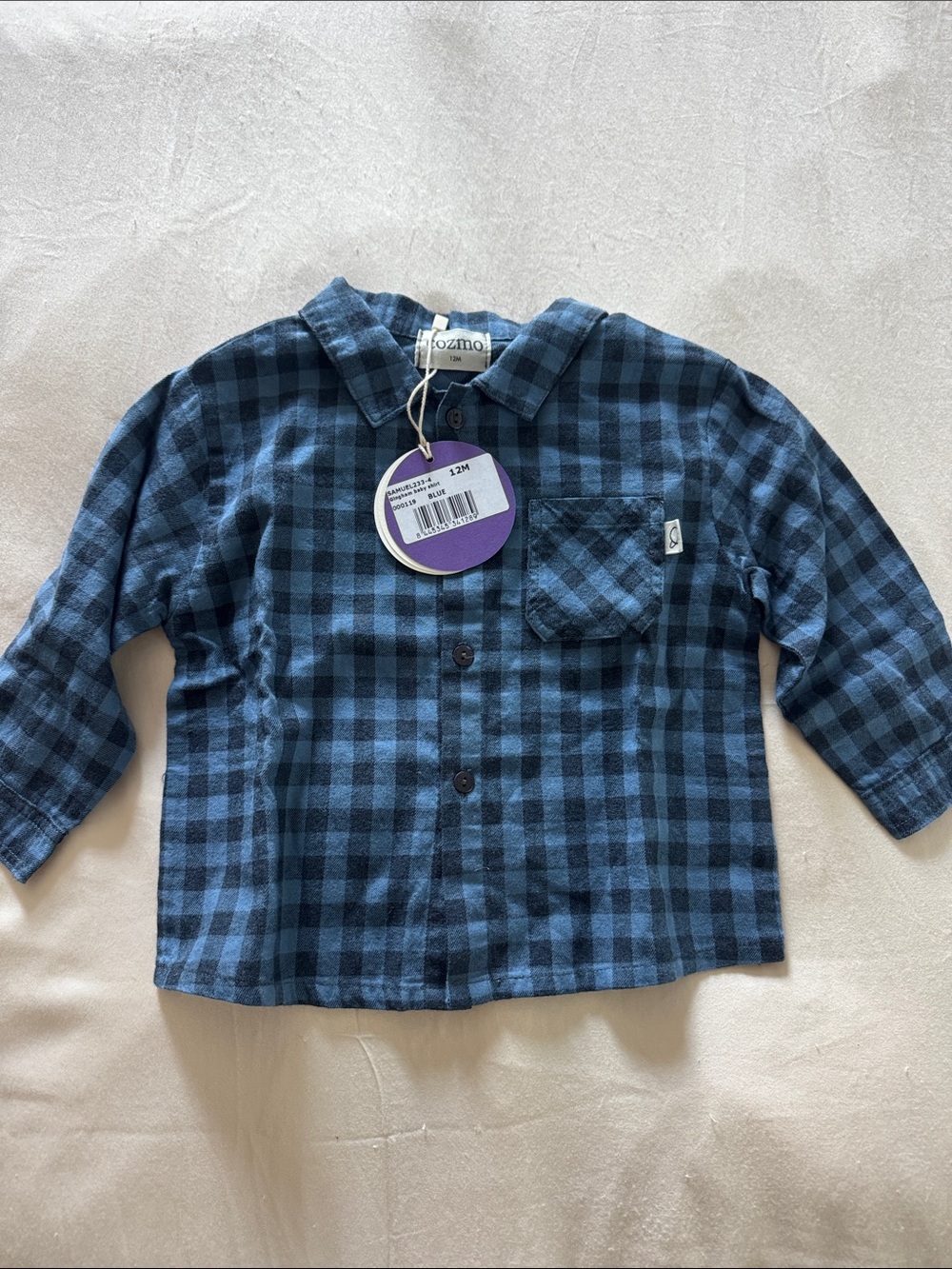 Cozmo boys blue plaid shirt NWT